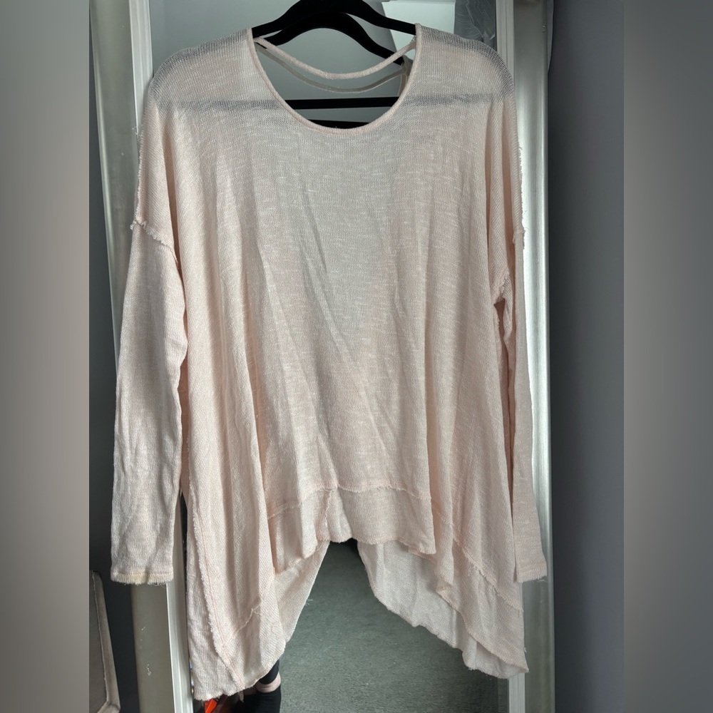 We the Free/Free People Open Twist Back Lightweight Sweater Light Pink Sz Small - Picture 6 of 8